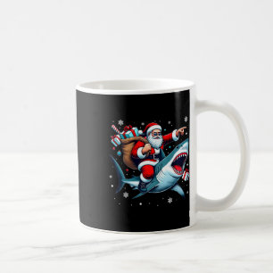 Santa Riding Shark Christmas Pajama Cute Ocean Ani Coffee Mug