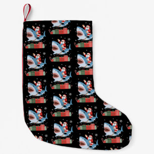 Santa Riding Shark Christmas Pajama Cute Ocean  Small Christmas Stocking