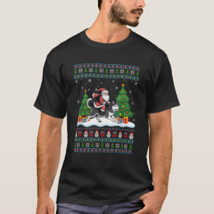 Santa Riding Siberian Husky Dog Tree Light Ugly Xm T-Shirt
