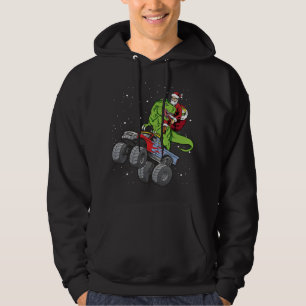 Santa Riding T Rex Dinosaur Monster Truck Boy Chri Hoodie