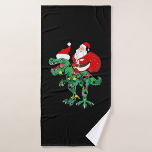 santa riding tree rex bath towel
