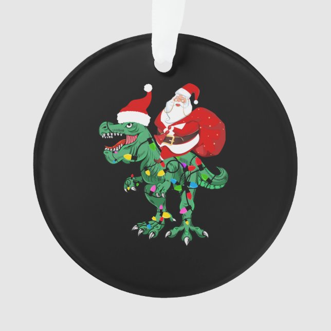 santa riding tree rex   ornament (Front)
