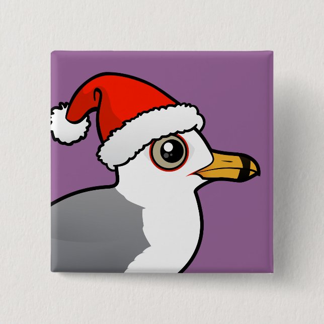 Santa Ring-billed Gull 2 Inch Square Button (Front)