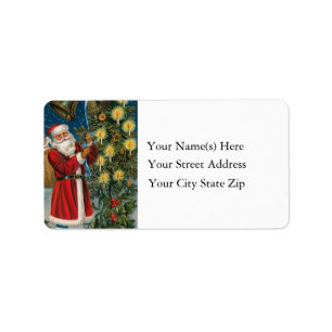 Santa Rings in Christmas Vintage Address Label