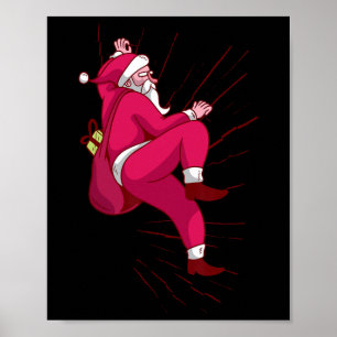 Santa Rock Climbing Christmas Gift Poster