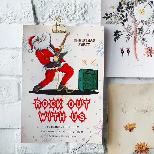 Santa Rock Out Party Christmas Invitation (Creator Uploaded)
