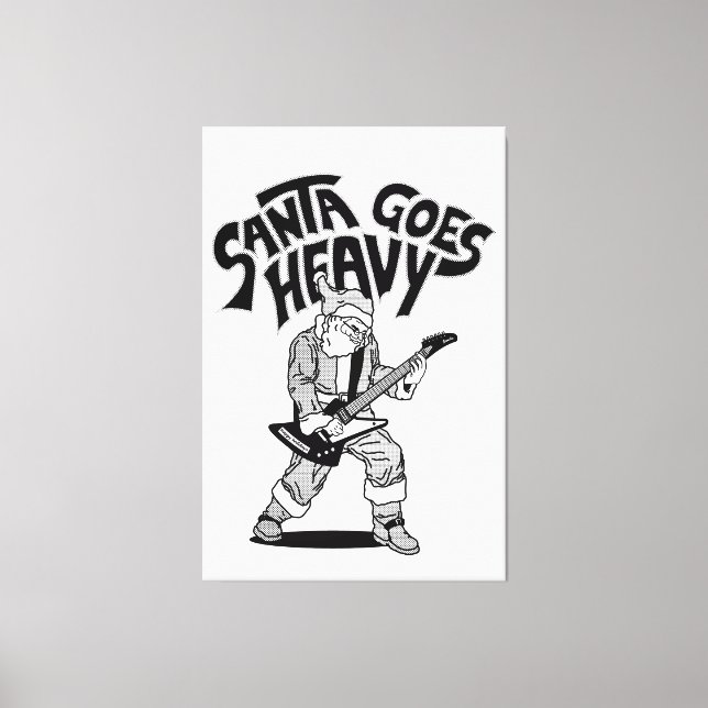 Santa Rocker Black and White Canvas Print (Front)