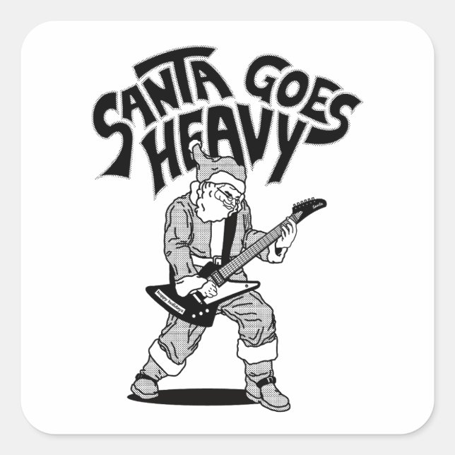 Santa Rocker Black and White Square Sticker (Front)