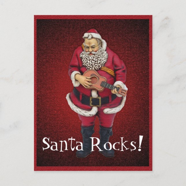 Santa Rocks Christmas Postcard (Front)