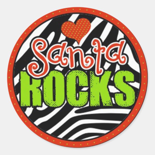 santa rocks classic round sticker (Front)