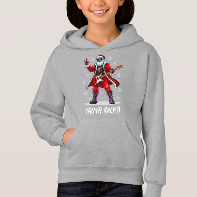 Santa Rocks! Funny Santa Claus playing guitar (Front)