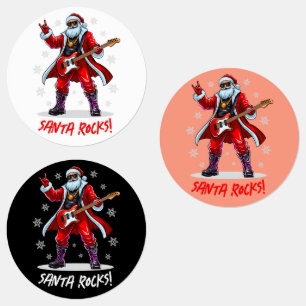 Santa Rocks! Funny Santa Claus playing guitar