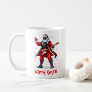 Santa Rocks! Funny Santa Claus playing guitar Coffee Mug