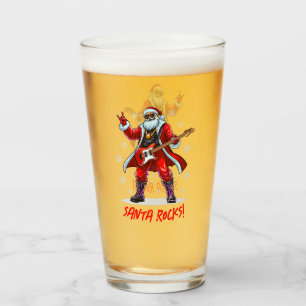 Santa Rocks! Funny Santa Claus playing guitar Glass
