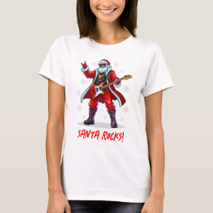Santa Rocks! Funny Santa Claus playing guitar T-Shirt