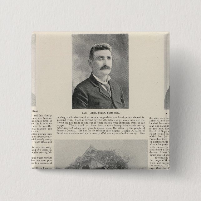 Santa Rosa, California 2 Inch Square Button (Front)