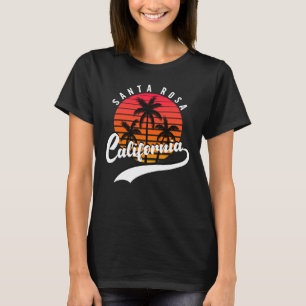 Santa Rosa, Retro Sunset Women's Black T-Shirt
