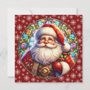 Santa Round Christmas Greeting Flat Card