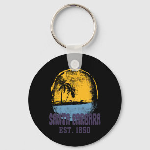 Santa Rra California Retro Surfer Vintage Beach Me Keychain