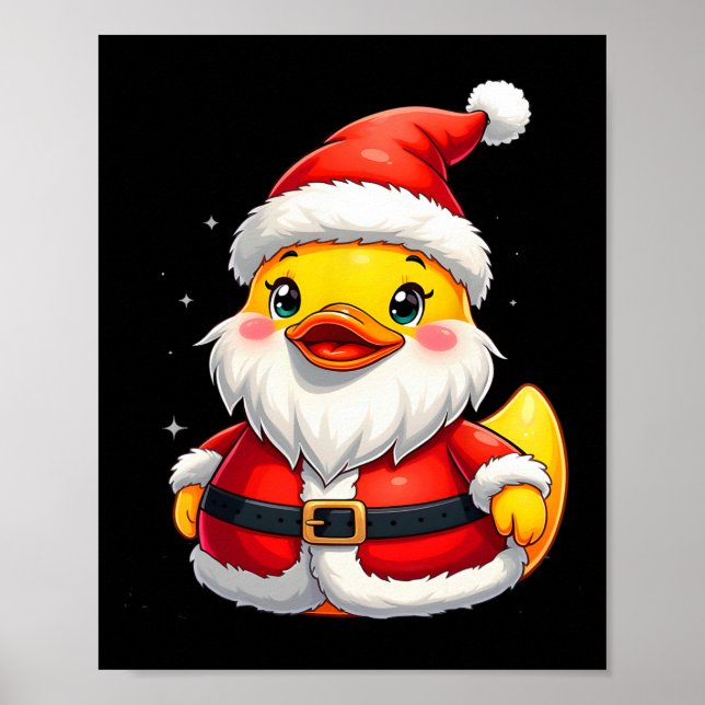 Santa Rubber Duck Cute Christmas Holiday  Poster (Front)
