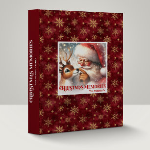 Santa Rudolph Classic Christmas Memory Ring File Binder