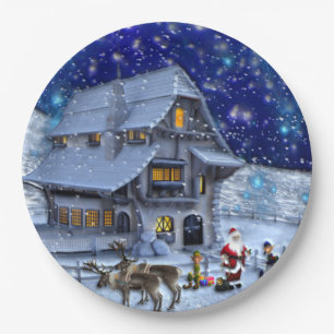 Santa Rudolph Elf with Sled Paper Plate