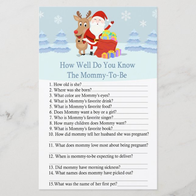 Santa, Rudolph how well do you know baby shower (Front)