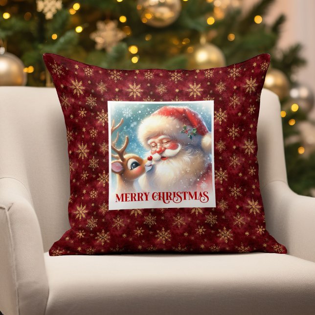 Santa Rudolph Joyful Xmas Pillow Classic Christmas (Santa Rudolph Joyful Xmas Pillow Classic Christmas)