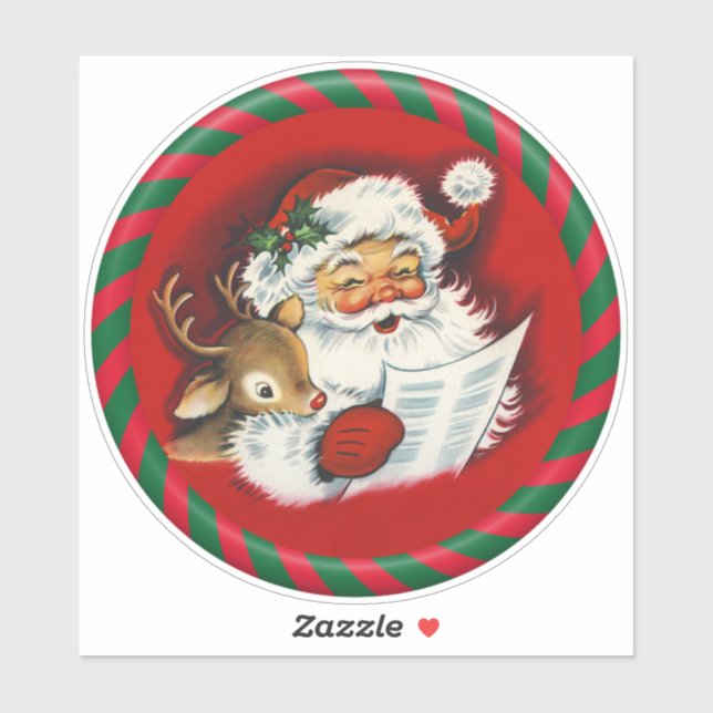 Santa & Rudy Vintage Vinyl Sticker (Sheet)