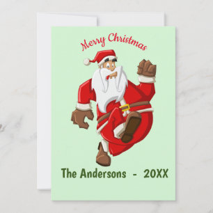 Santa Running Christmas Monogram Invitation
