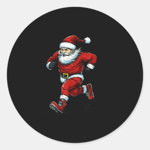 Santa Running Cross Country Xc Runner Christmas Xm Classic Round Sticker