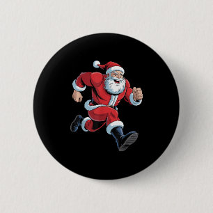 Santa Running Funny Christmas Cross Country Xc Run 2 Inch Round Button