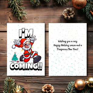 Santa Running, Humour Holiday 2022 Funny Christmas