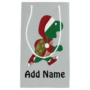 Santa Running Turtle Small Gift Bag