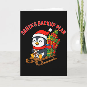 Santa’s Backup Plan Cute Penguin Christmas Design  Card