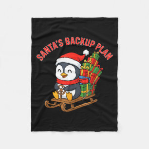 Santa’s Backup Plan Cute Penguin Christmas Design  Fleece Blanket