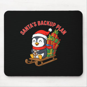 Santa’s Backup Plan Cute Penguin Christmas Design  Mouse Pad