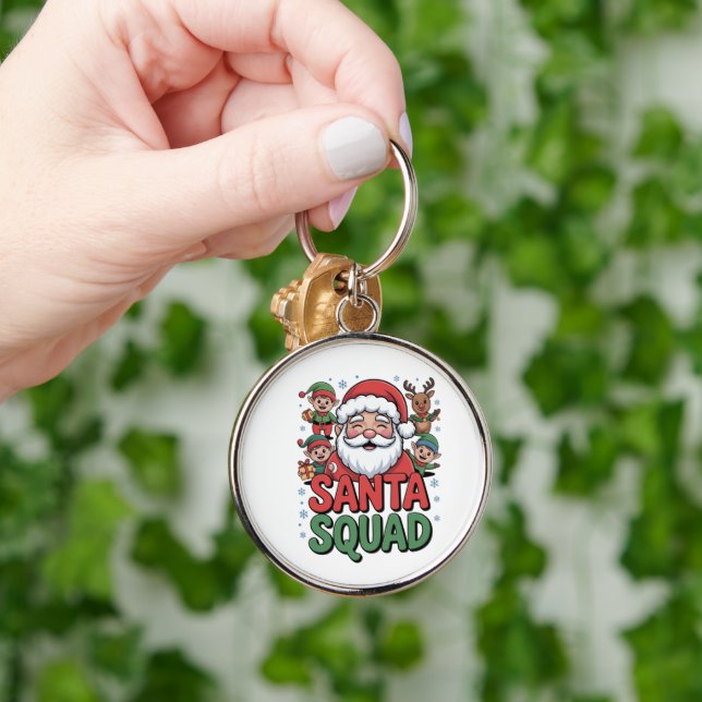 Santa’s Bad Influence (Funny Santa Squad) Keychain (Hand)