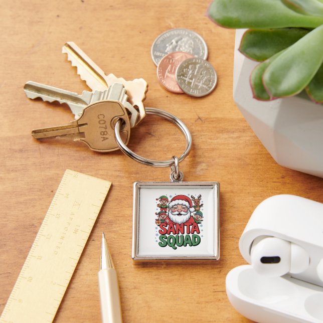 Santa’s Bad Influence (Funny Santa Squad) Keychain (Desk)