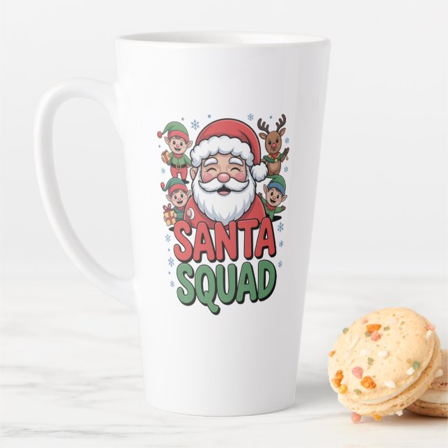 Santa’s Bad Influence (Funny Santa Squad) Latte Mug (In Situ)