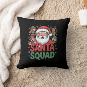 Santa’s Bad Influence (Funny Santa Squad) Throw Pillow
