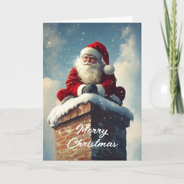 Santa’s Chimney Pause: A Winter’s Smile Card (Front)