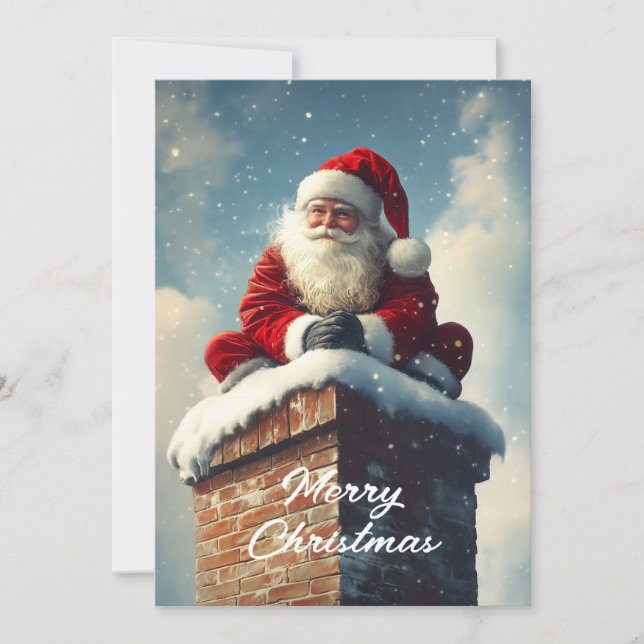 Santa’s Chimney Pause: A Winter’s Smile Holiday Card (Front)