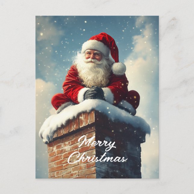 Santa’s Chimney Pause: A Winter’s Smile Holiday Postcard (Front)