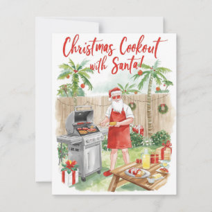 Santa’s Christmas Barbecue – Modern Watercolor Holiday Card