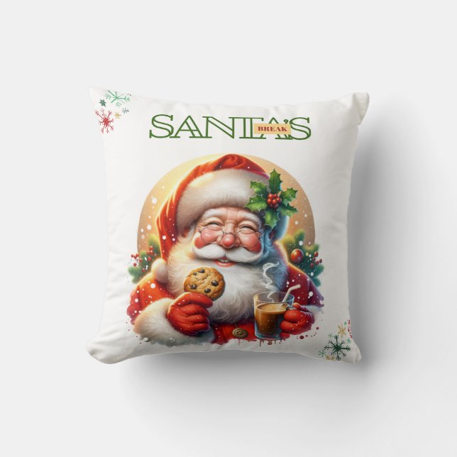 Santa’s Coffee Break Christmas Cushion (Front)