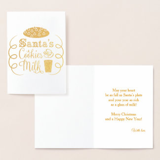 Santa’s Cookies and Milk Christmas Whimsical  Foil Card
