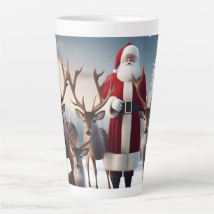 Santa’s Crew: Father Christmas Poses Reindeers Latte Mug
