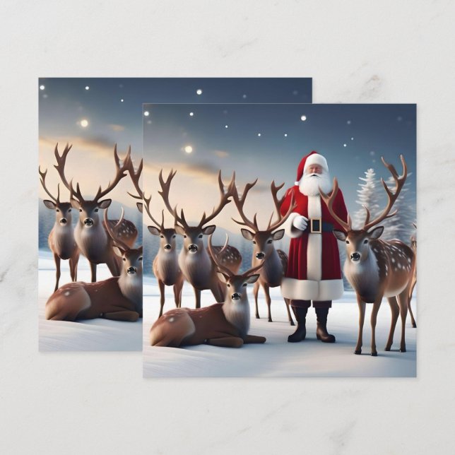 Santa’s Crew:Father Christmas Poses With Reindeers Save The Date (Front/Back)