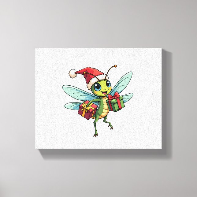 Santa’s Dragonfly Helper Canvas Print (Front)